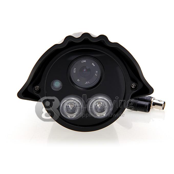700TVL 1/3 CMOS 8mm Lens 2 IR Array Night Vision Waterproof Outdoor Security CCTV Camera with Bracket - Black (NTSC)
