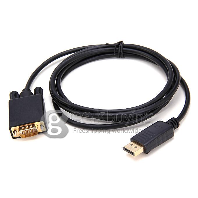1.8M DisplayPort DP Male to VGA Male Adapter Converter Cable - Black