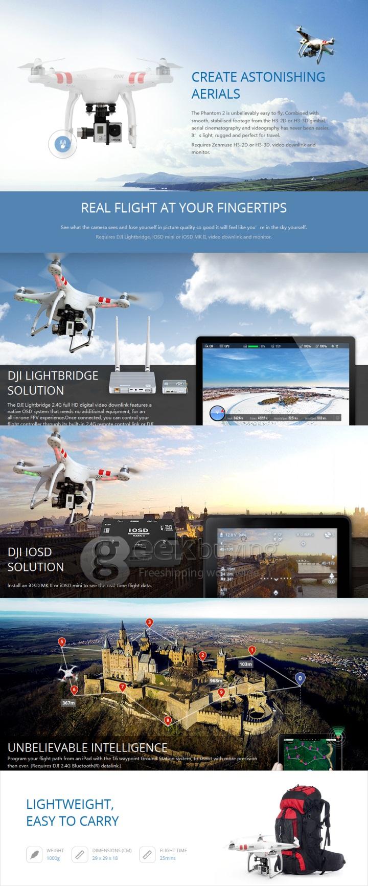 DJI Phantom 2 New Version With Customized Zenmuse H4-3D 3-Axis Gimbal For GoPro Hero 4 Black Camera FPV Quadcopter Helicopter