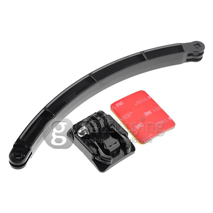 3-in-1 Helmet Camera Extension Arm Kit + Curved Mount 3M Adhesive Pad Mount for GoPro Hero 4 3 2 1 SJ4000 Xiaomi Keecoo Yi Xiaoyi