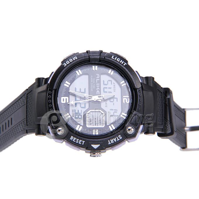 ALIKE Waterproof Multi-function Analog & Digital Quartz Sport Wrist Watch Timepiece for Men - Silver