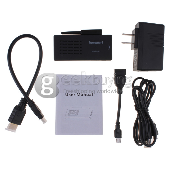 [US Stock]US PLUG Tronsmart MK908II RK3188T Cortex-A9 Quad Core 1.4GHz Google Android 4.2 Mini TV BOX 2G/8G Bluetooth External Wifi Antenna-Black