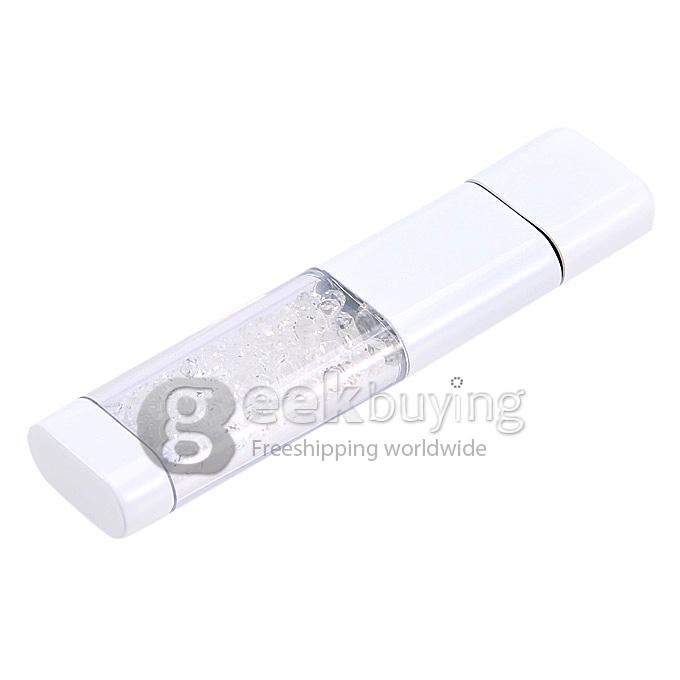 4G USB Flash Disk Memory Stick Drive with Blink CZ Diamond White