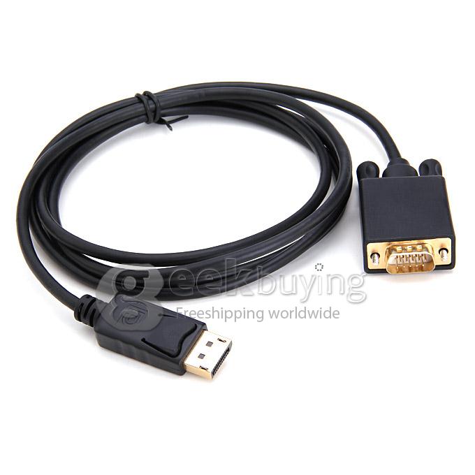1.8M DisplayPort DP Male to VGA Male Adapter Converter Cable - Black