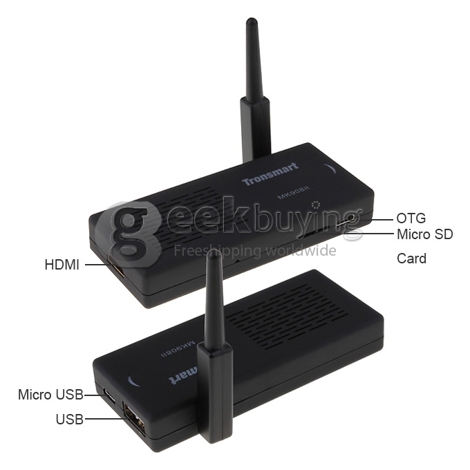 [US Stock]US PLUG Tronsmart MK908II RK3188T Cortex-A9 Quad Core 1.4GHz Google Android 4.2 Mini TV BOX 2G/8G Bluetooth External Wifi Antenna-Black