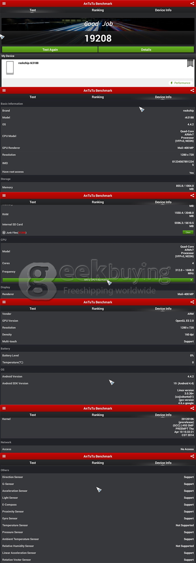 MK809IV Android 4.4 TV BOX RK3188 Quad Core Mini PC 2G/8G Bluetooth Black