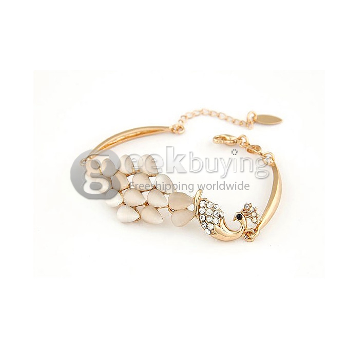 Fashion High Quality Shining Cat Eye Peacock Shaped Alloy Bracelet