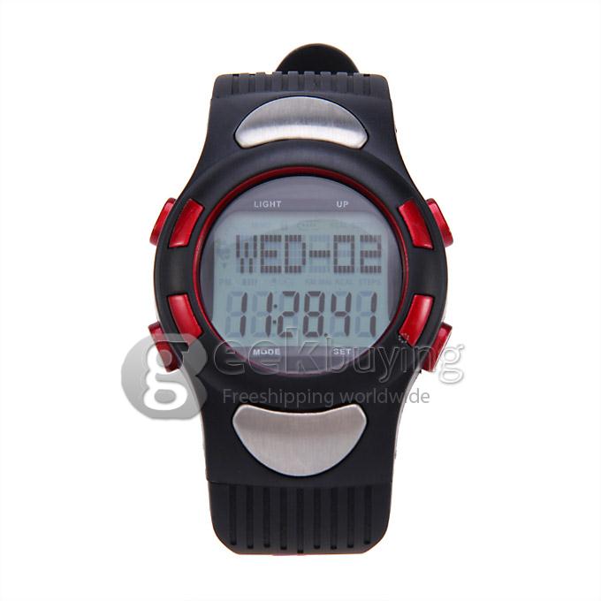 Unisex Strapless Heart Rate Monitor with Pedometer Sport Watch Multifunctions Wrist Watch Timepiece - Red