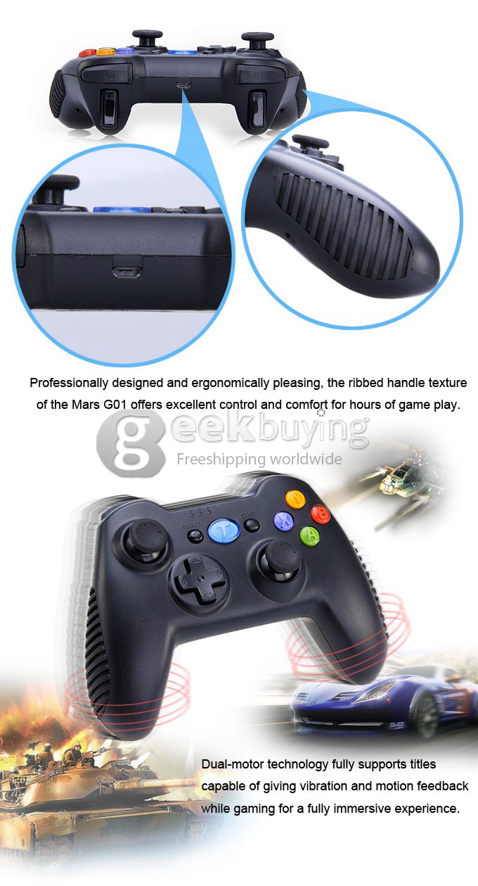 [Spain Stock] Tronsmart Mars G01 2.4GHz Wireless Gamepad Support Controller for Android TV BOX / PS3 / Tablet PC / MINI PC / Android Cell Phone - Black