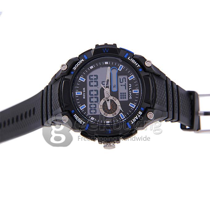 ALIKE AK141000 Waterproof Multi Function Quartz Analog & Digital Sport Wrist Watch Timepiece for Men - Blue
