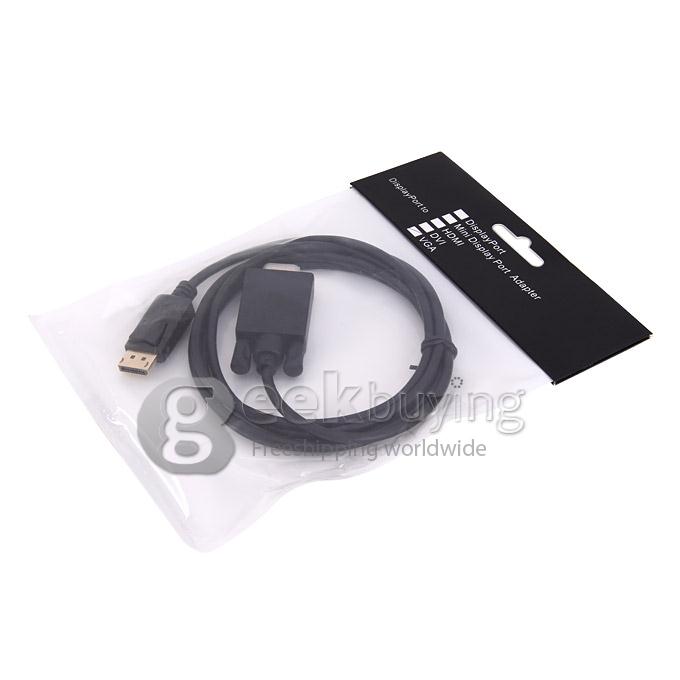 1.8M DisplayPort DP Male to VGA Male Adapter Converter Cable - Black