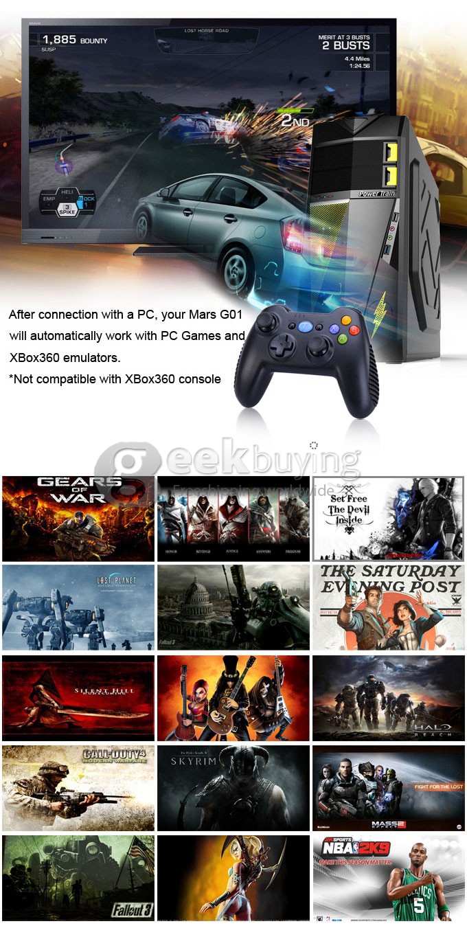 [Spain Stock] Tronsmart Mars G01 2.4GHz Wireless Gamepad Support Controller for Android TV BOX / PS3 / Tablet PC / MINI PC / Android Cell Phone - Black