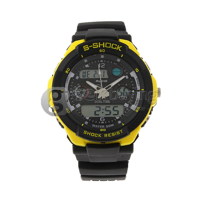 ALIKE AK1170 Unisex Plastic 50 Meters Waterproof Sport Utility Watch - Black