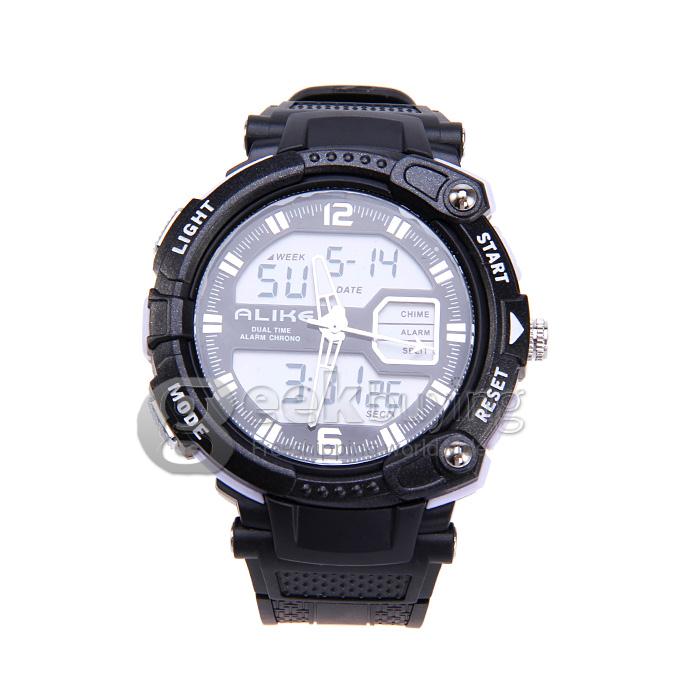 ALIKE Waterproof Multi-function Analog & Digital Quartz Sport Wrist Watch Timepiece for Men - Silver