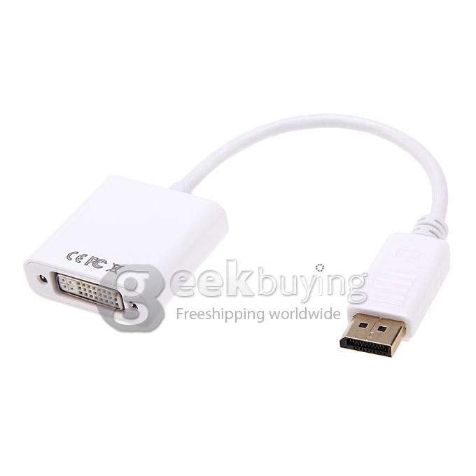 DisplayPort DP Male to DVI Female Converter Adapter Cable - White