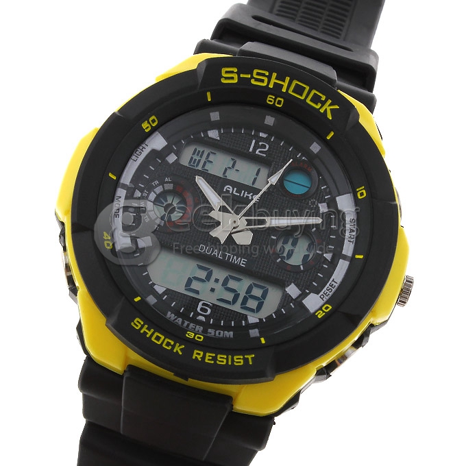 ALIKE AK1170 Unisex Plastic 50 Meters Waterproof Sport Utility Watch - Black