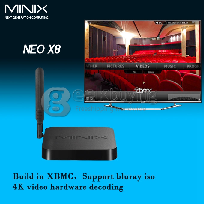 MINIX NEO X8 Amlogic S802 Quad Core 2.0Ghz Android 4.4 TV BOX HDMI HDD Player 2G/8G Dual Band WIFI 2.4G/5.8G Bluetooth 4.0 XBMC - Black