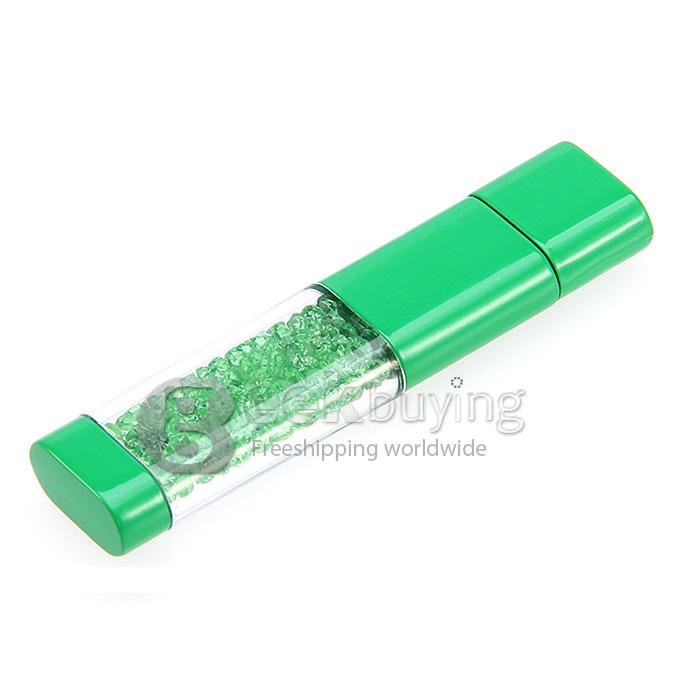 32G USB Flash Disk Memory Stick Drive with Blink CZ Diamond Green