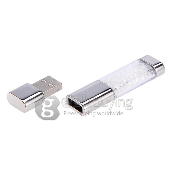 Fashion Design 4G USB 2.0 Flash Disk Memory Stick Drive with Blink CZ Diamond - Silver