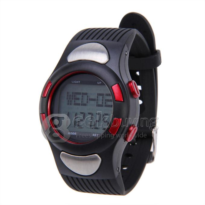 Unisex Strapless Heart Rate Monitor with Pedometer Sport Watch Multifunctions Wrist Watch Timepiece - Red