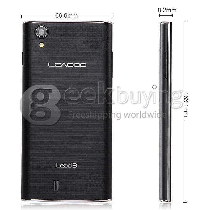 [HK Stock]Leagoo Lead 3 MTK6582 Quad core 1.3GHz 4.5Inch QHD IPS Screen Cell Phone 512MB+4GB 5.0MP+2.0MP Android4.4.2 OS 3G/GPS - Black