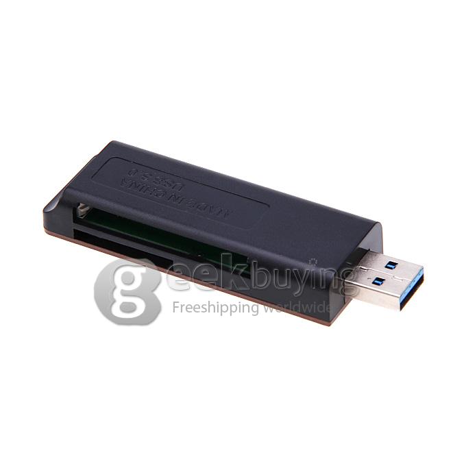 USB 3.0 Card Reader Supports SD/MMC/Micro SD/TF/CF/MD Memory Cards - Coffee