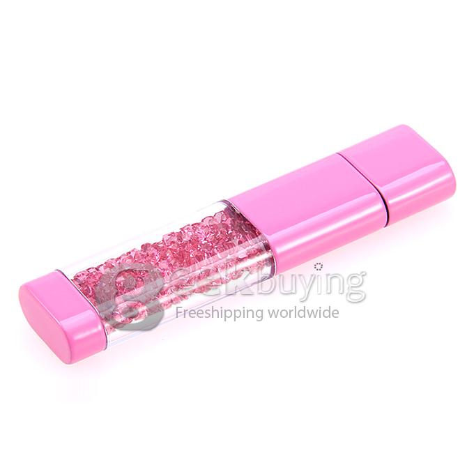 Fashion Design 8G USB 2.0 Flash Disk Memory Stick Drive with Blink CZ Diamond - Pink