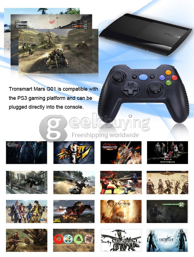 [UK Stock]Tronsmart Mars G01 2.4GHz Wireless Gamepad Support Controller for Android TV BOX / PS3 / Tablet PC / MINI PC / Android Cell Phone - Black