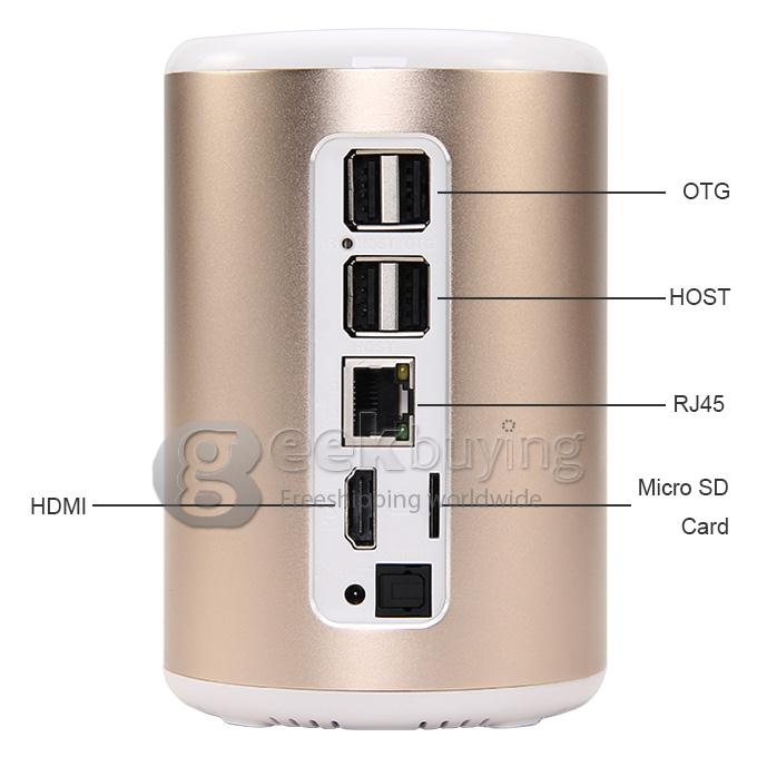 X88 Cylinder RK3188 Quad Core 1.6GHz Android 4.4 Mini TV BOX HDMI HDD Player 2G/8G Bluetooth OTG Built-in MIC 3.0MP Camera Miracast DLNA - Gold