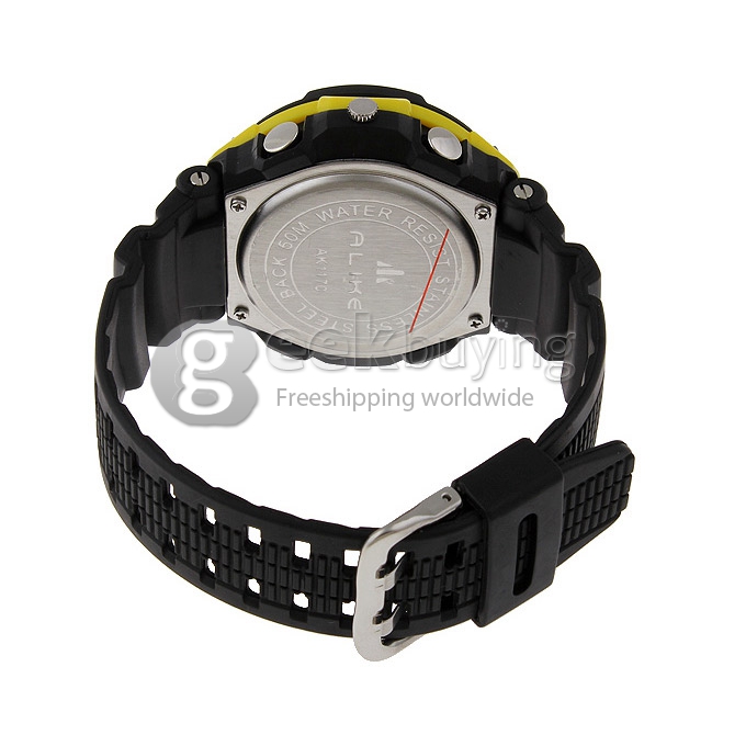 ALIKE AK1170 Unisex Plastic 50 Meters Waterproof Sport Utility Watch - Black