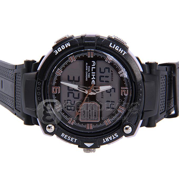 ALIKE Waterproof Multi-function Analog & Digital Quartz Sport Wrist Watch Timepiece for Men - Silver
