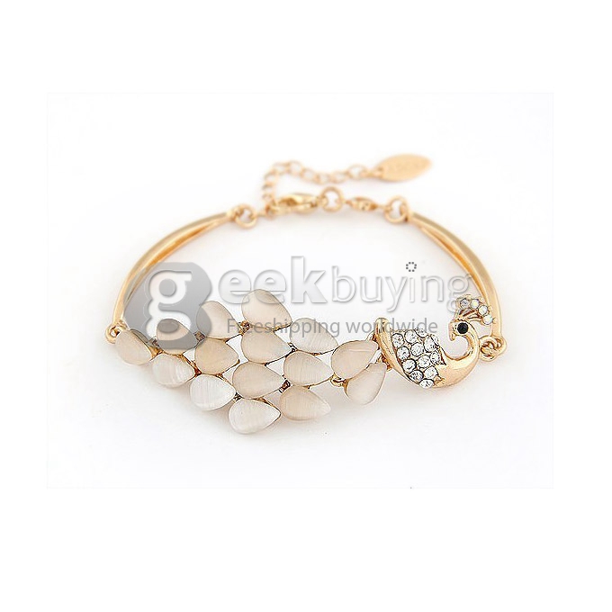 Fashion High Quality Shining Cat Eye Peacock Shaped Alloy Bracelet