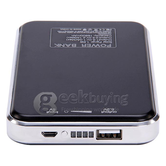 New Portable Panel Solar Charger 16800mAh USB Port Mobile Power Bank for iPhone/Samsung Galaxy - Black