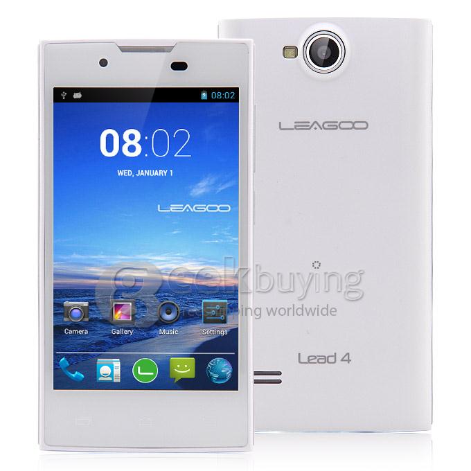 Leagoo Lead 4 MTK6572 Dual Core 1.0GHz 4.0 Inch Android 4.2 OS Smartphone 512MB RAM 4GB ROM WVGA Capacitive Touch Screen 3.0MP 3G-White