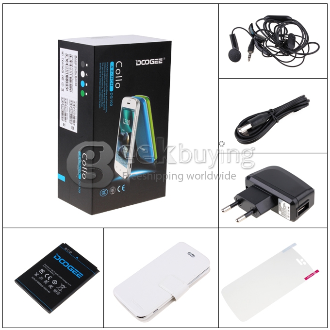 Doogee DG100 MTK6572W Dual Core 1.3GHz 4.0 Inch Android 4.2 OS Smartphone 512MB RAM 4GB ROM 5.0MP 3G/GPS White