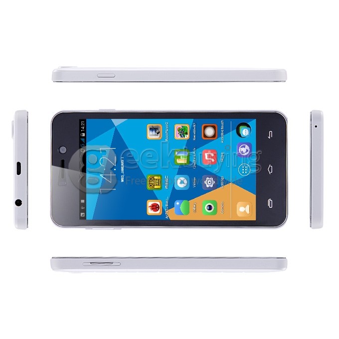 [HK Stock]Doogee  DG800 MTK6582 Quad Core 1.3GHz 4.5 Inch Android 4.4 OS Smartphone 1GB RAM 8GB ROM IPS QHD Screen 13.0MP 3G GPS OTG OTA Back Touch - White
