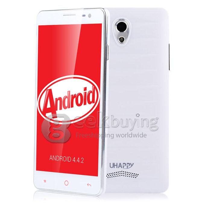 UHAPPY UP520 MTK6582 Quad Core 1.3GHz 5.0Inch Android 4.4.2 Smartphone 1GB RAM 8GB ROM IPS QHD Screen 8.0MP 3G GPS - White