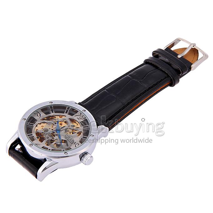 Makibes CJIABA GM0002 Luxury Leather Strap Analog Automatic Mechanical Wrist Watch for Men - White(with Box)