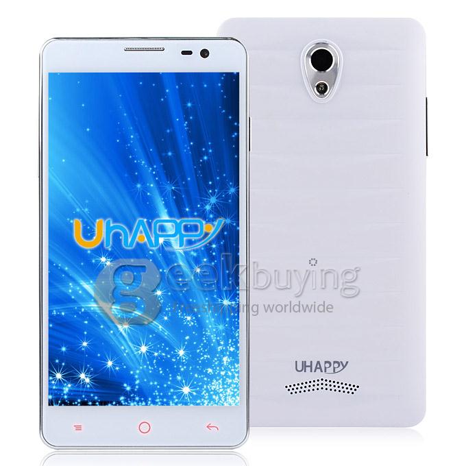 UHAPPY UP520 MTK6582 Quad Core 1.3GHz 5.0Inch Android 4.4.2 Smartphone 1GB RAM 8GB ROM IPS QHD Screen 8.0MP 3G GPS - White