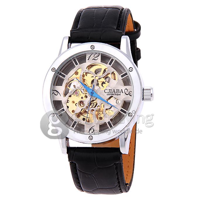 Makibes CJIABA GM0002 Luxury Leather Strap Analog Automatic Mechanical Wrist Watch for Men - White(with Box)