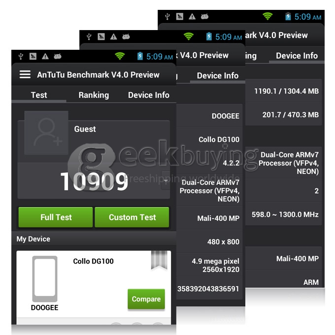 Doogee DG100 MTK6572W Dual Core 1.3GHz 4.0 Inch Android 4.2 OS Smartphone 512MB RAM 4GB ROM 5.0MP 3G/GPS White