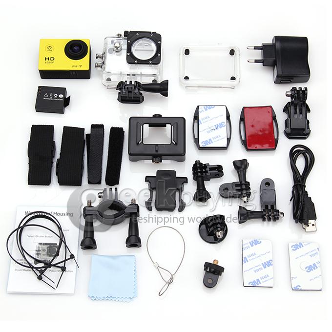 [US Stock]US PLUG SJCAM Original SJ4000 WiFi Action Camera Novatek 12MP 1080P H.264 1.5 Inch 170 Degree Wide Angle Lens Waterproof Diving HD Camcorder Car DVR support AV out - Yellow