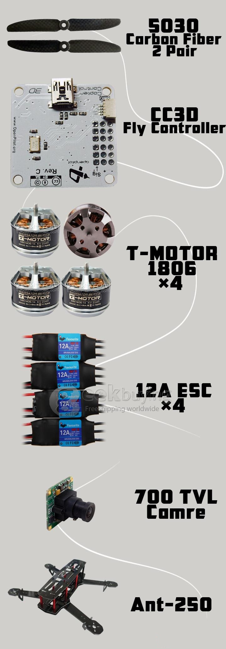 Ant 250 Quadcopter ARF set for 15 mins flying time