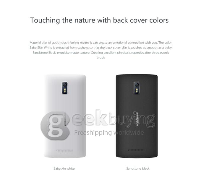 DOOGEE DG580 MTK6582 Quad Core 1.3GHz 5.5 Inch Android 4.4 Smartphone 1GB RAM 8GB ROM IPS QHD 5.0MP 3G GPS - White