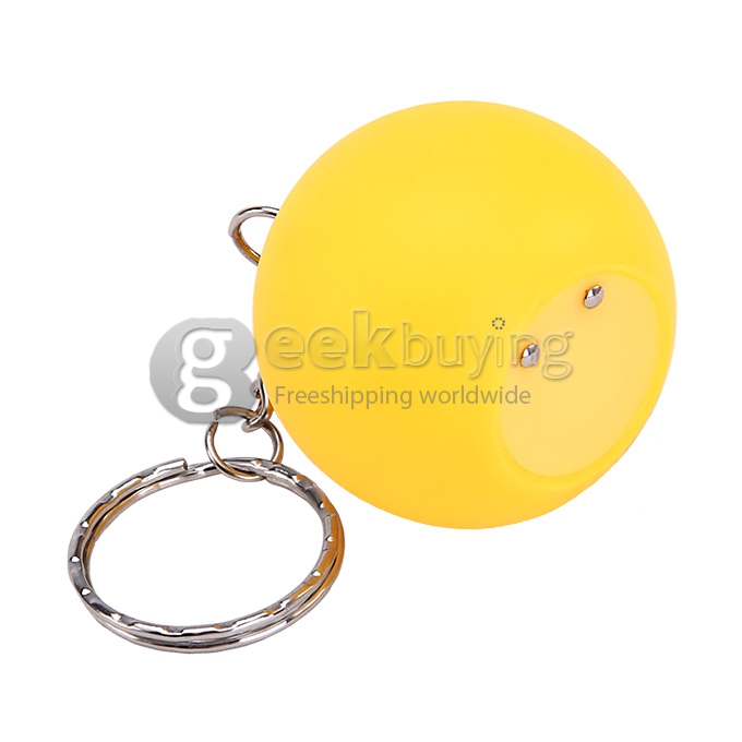 Silicon Round Shaped Sense Light Flashlight LED Keychain Light With Smile Face Pattern - Yellow