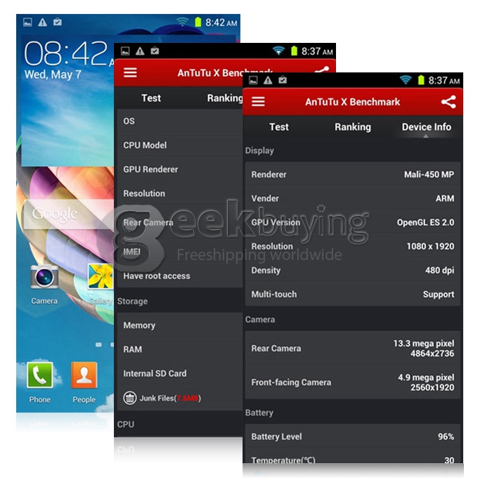 G9000 MTK6592 Octa Core 1.7GHz 5.1 Inch Android 4.2 OS Smartphone 1GB RAM 16GB ROM 13.0MP 3G GPS OTG Miracast Black