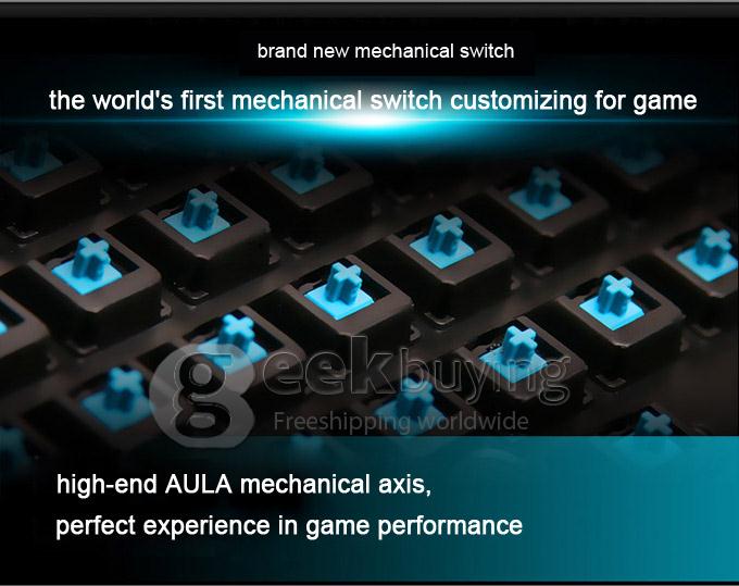 AULA Mechanical Demon King 3-district Professional USB Wired Gaming Keyboard with 104 keys - gray