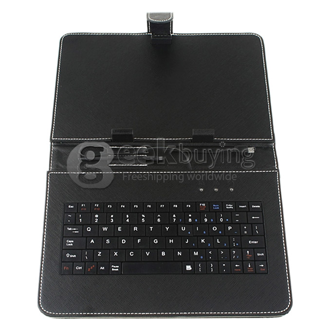 8 inch Universal Protective Keyboard Leather Case with Micro USB Black 