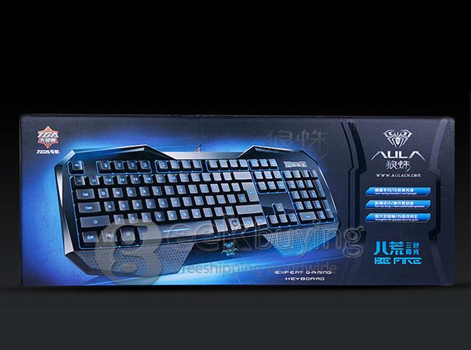 AULA Be Fire 3 Colors Backlight Keyboard USB Wired 104-Key Gaming Keyboard - Black