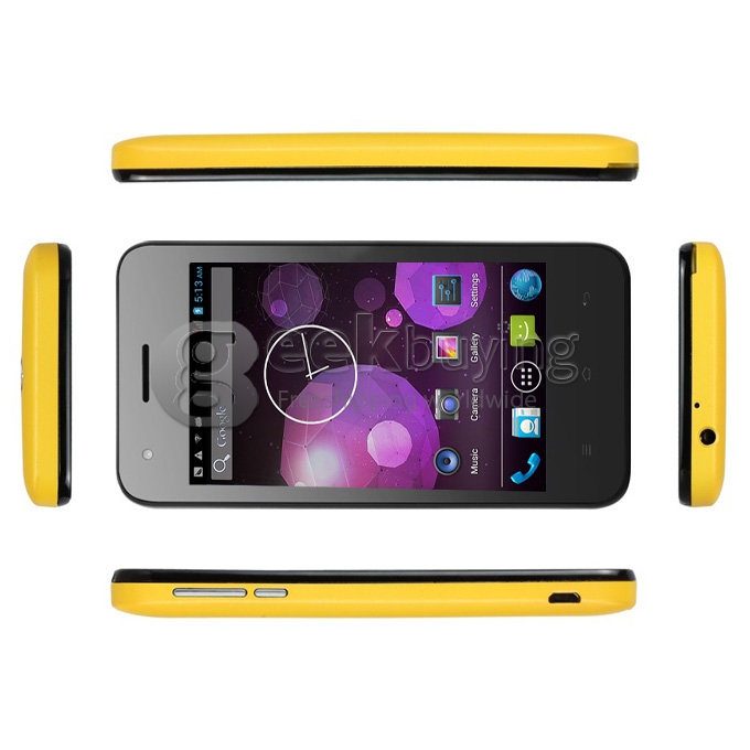 CUBOT GT72 4.0 Inch WVGA MTK6572 Dual Core 1.2GHz Smart Phone 2.0MP camera Android 4.2 OS GPS/WiFi with Free Case-Yellow